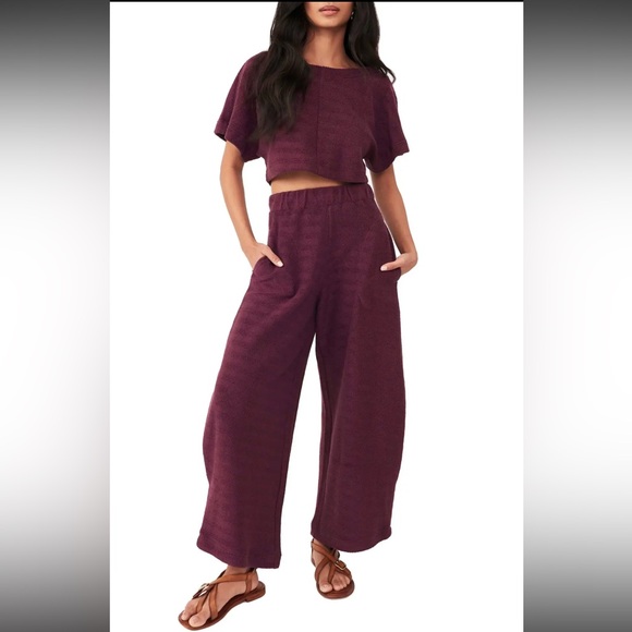 Free People Pants - FREE PEOPLE
Changing Tides Cotton Crop Top & Pants - purple- NWT- XS